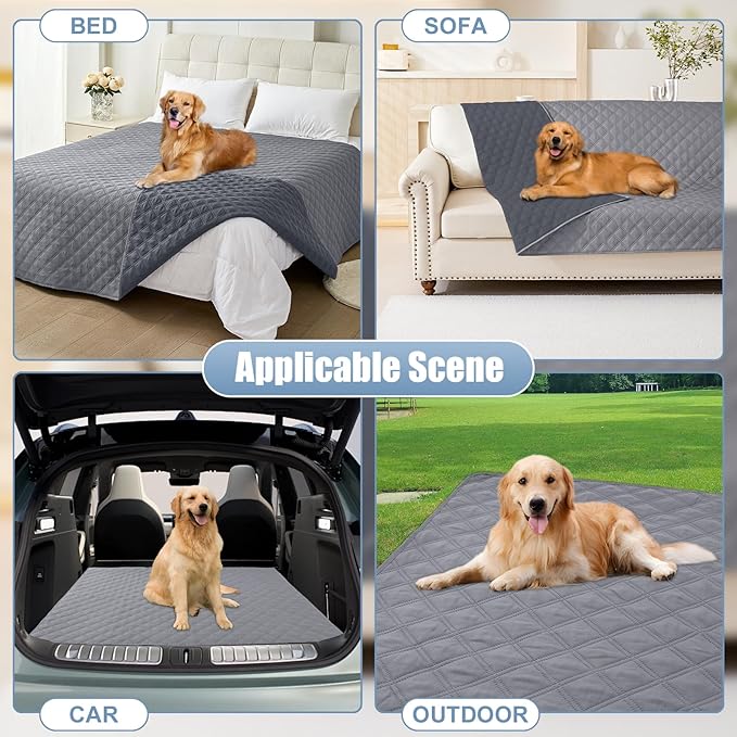 Smiry Waterproof Couch Covers for Dogs Washable, Reversible Pet Couch Covers for 3 Cushion Sofa Pet Friendly, Soft Sofa Furniture Protector for Dogs Cat Kids, Checkered (52"x82", Grey/Dark Grey)