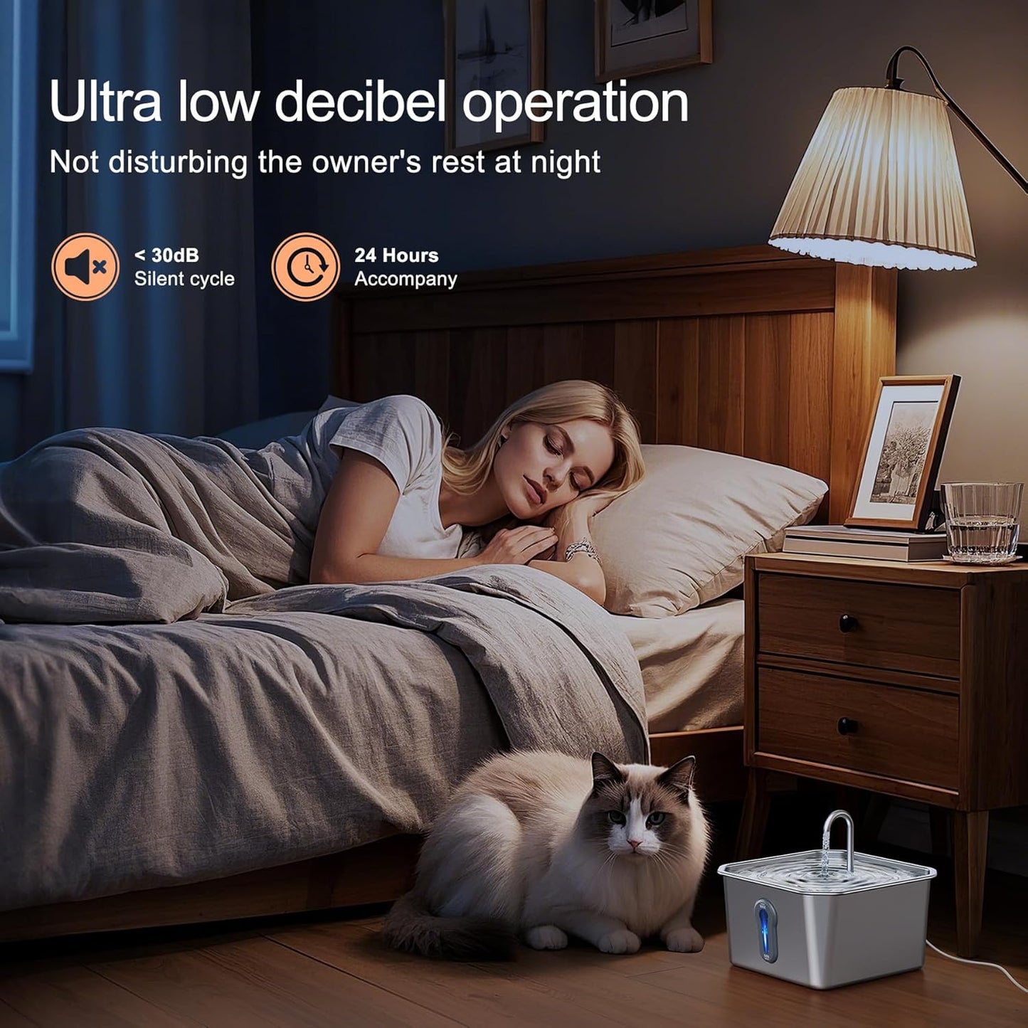 Stainless Steel Cat Water Fountain, 4L/135oz Automatic Circulation pet Water Dispenser, Quiet cat Bowl Water Dispenser, Suitable for Cats, Dogs and Multiple Pets. (Pet Fountain+6 Filters+6 Sponges)