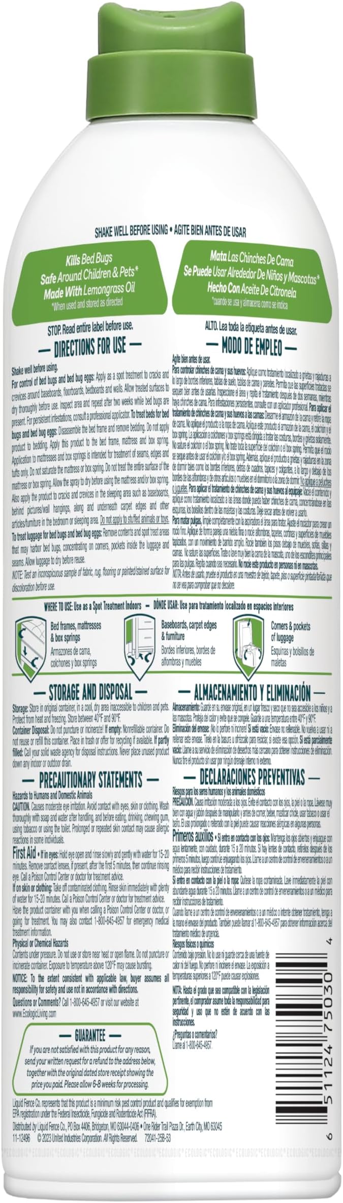 Ecologic Bed Bug Killer Aerosol, 14 Ounces, Aerosol Formula Made With Lemongrass Oil And Cornmint Oil For Use On Seams, Edges And Tufts Of Mattresses, Bed Frames, Suitcases And More, 12 Pack