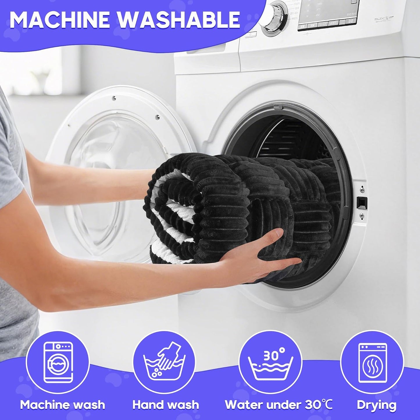 Dog Car Bed Mat, Non-Slip Backseat Extender Pet Blanket, Plaid Dog Bed for Trucks, Sedans & Large SUVs, Chew-Resistant Travel Pad for Dogs, Easy Clean & Scratch-Proof & Comfort (56"x28.7") Black