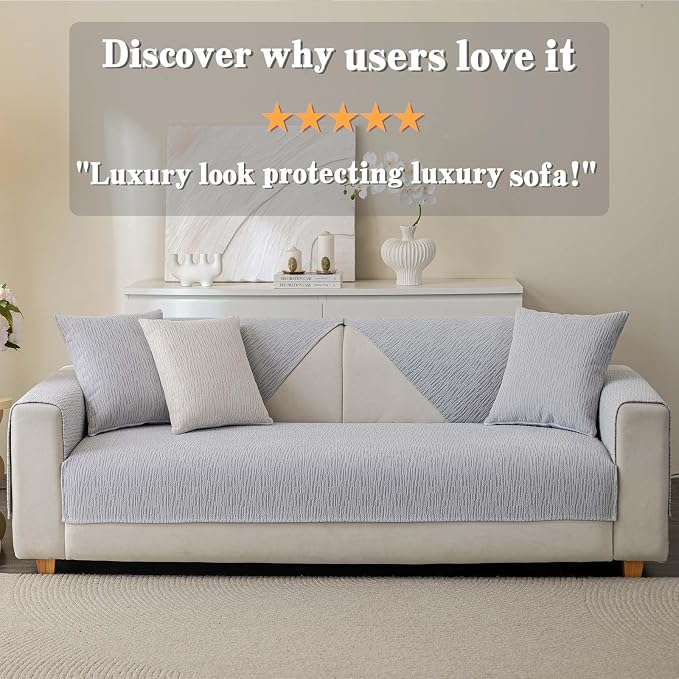 Soft Waterproof Chenille Cover Washable, Non Slip Sectional Sofa Covers for 3 Cushion Couch Sofa L Sharped Sofa Slipcover for Pets, Furniture Protector (1 PCS 36"x36" Light Grey)
