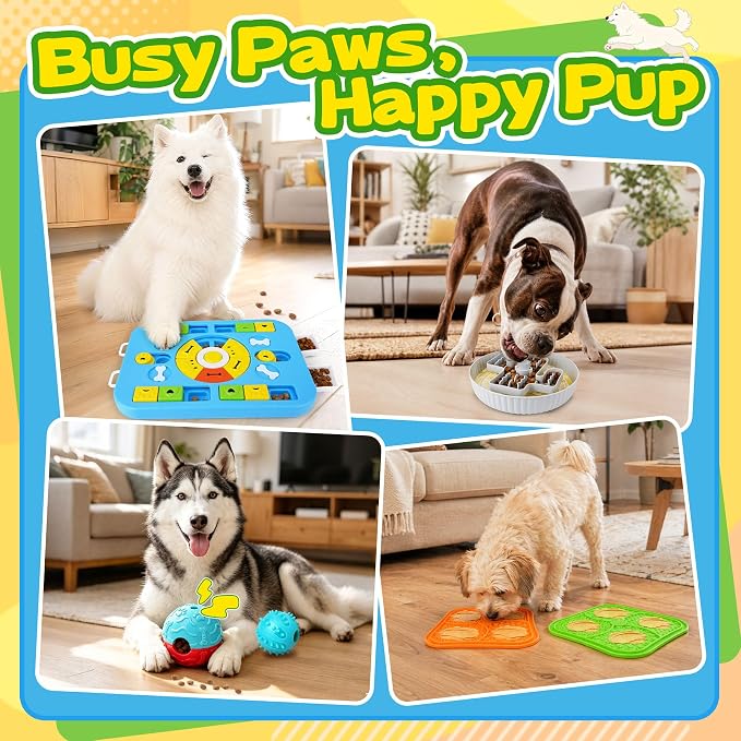 Forfon 10 Pack Complete Dog Puzzle Toy Set for All Breeds, Upgraded Enrichment Toys with Lick Mat & Slow Feeder Bowl, Suction Cup Design, Keeps Dogs Busy & Mentally Stimulated