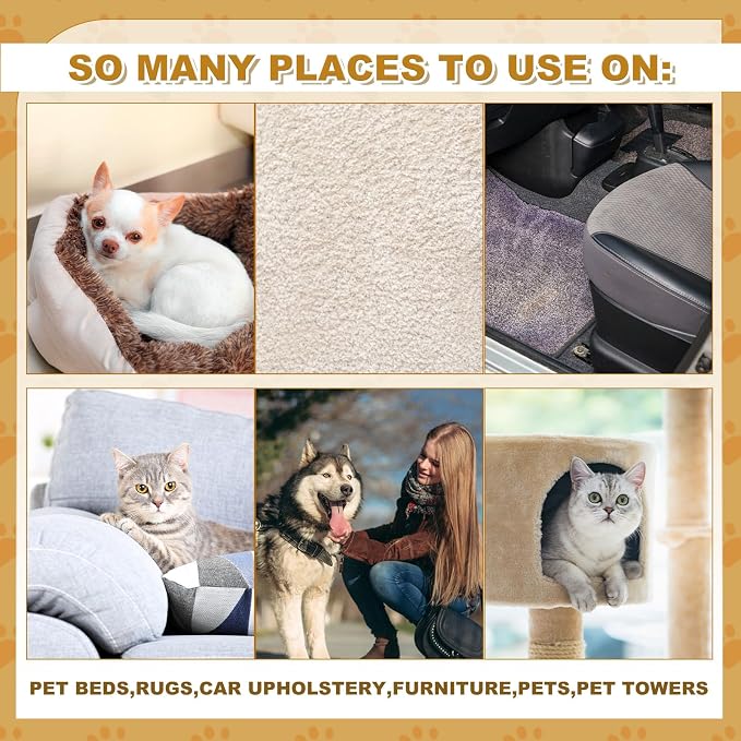 Pet Hair Remover Sponge Cat and Dog Hair Sponge Rubber Pet Fur Lifter Removal Tool, Remove from Furniture, Carpet, Bedding, Clothing, 6.26 x 3.28 x 1.89 Inch(Khaki,2 Pack)