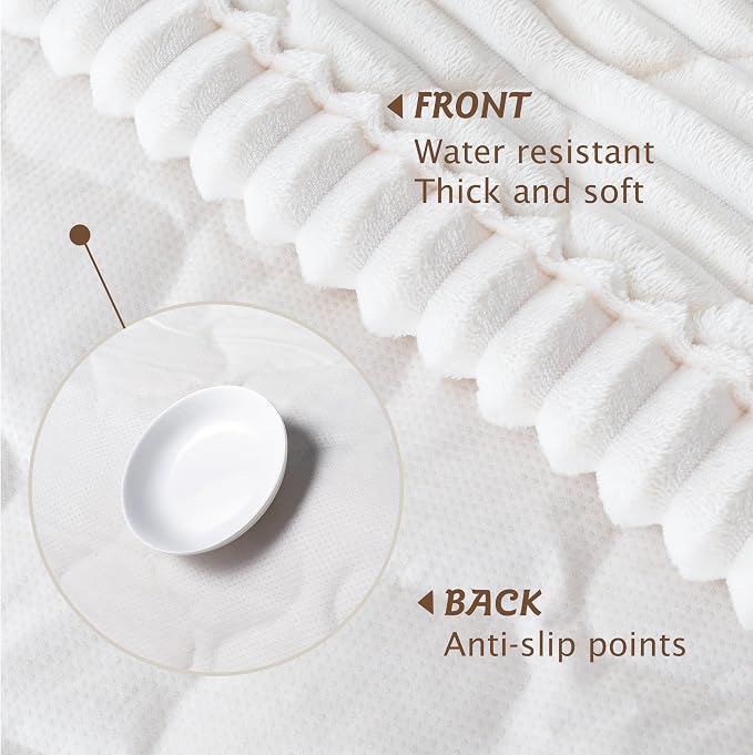 PuTian 100% Waterproof Fuzzy Couch Cover for Dogs White 27.6"x82.7" | Pet Friendly Dog Mat for Couch, Waterproof Sofa Protector, Scratch Resistant Furniture Cover for Dogs, Machine Washable