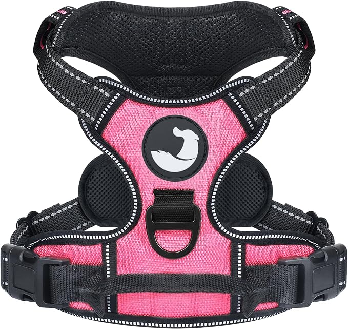 Joytale No Pull Dog Harness Medium Sized Dog, Front Clip, Pink | Grab Handle for Instant Control, Padded & Adjustable Vest, Sturdy Metal D-Rings, for Safe Training & Daily Walking