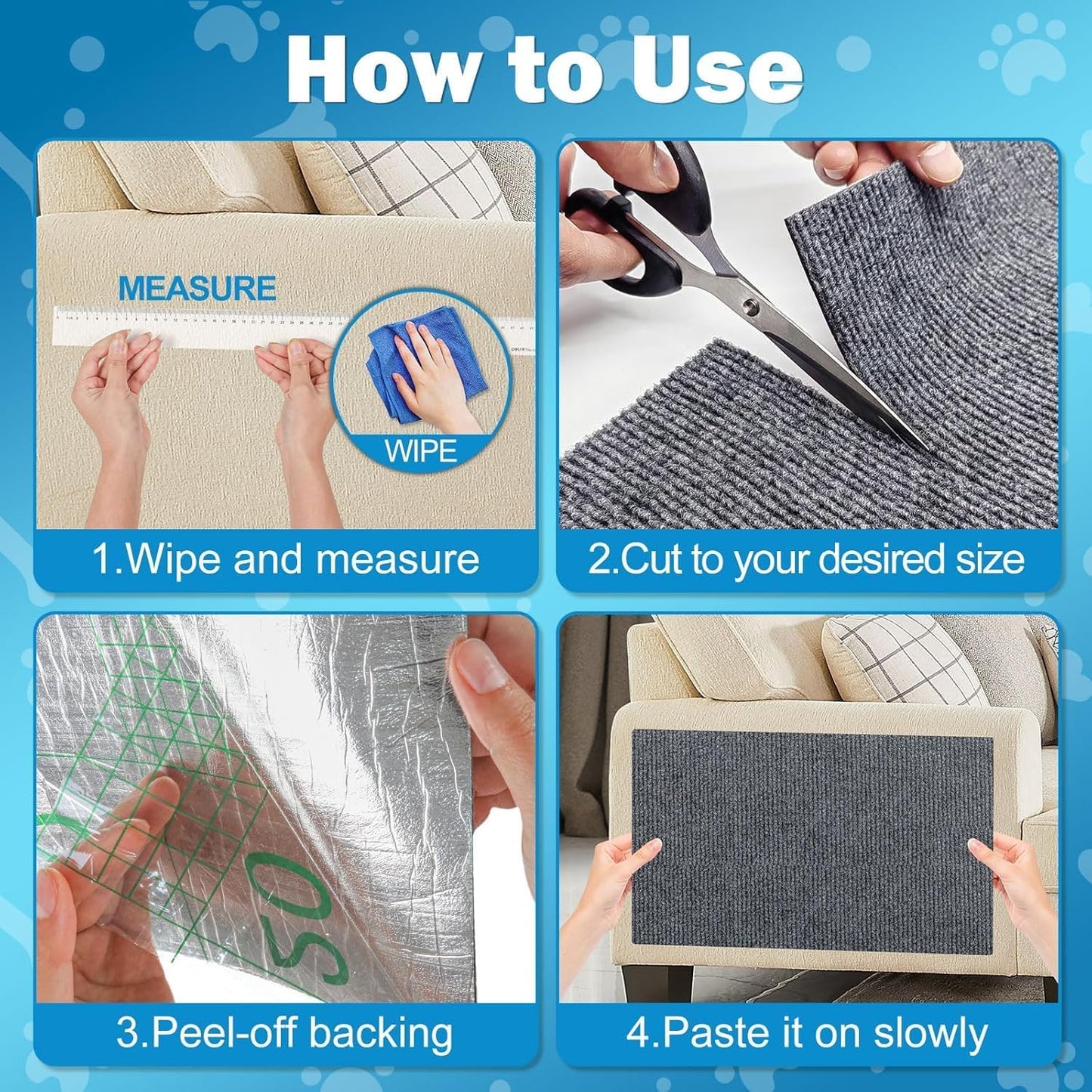 Cat Scratch Couch Furniture Protector, Adhesive Cat Scratch Pad Deterrent for Furniture, DIY Climbing Cat Scratcher Couch Protector from Cat Claws Scratching Indoor (Dark Grey 15.7"X39.4")