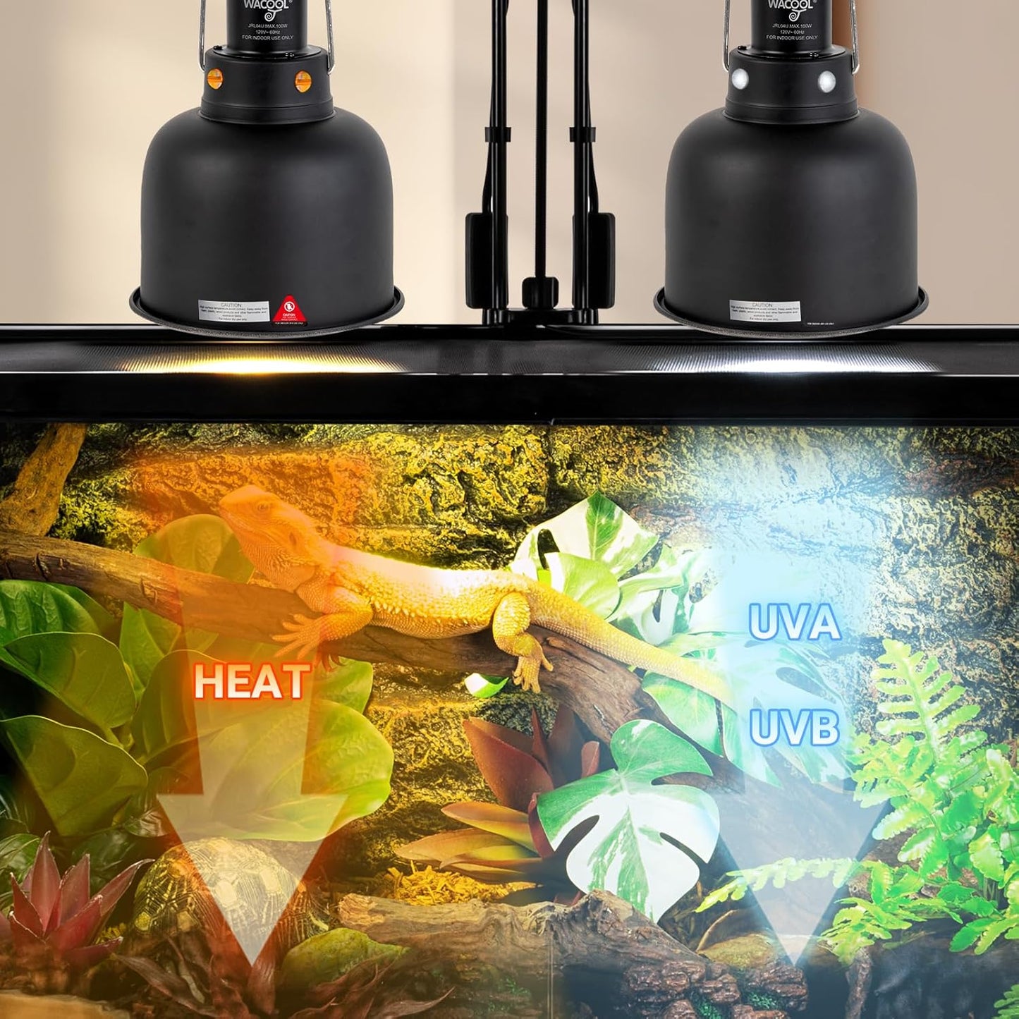 Reptile Light Fixture 2 Pack, 5.5 in Deep Dome Reptile Heat Lamp Fixture, Optical Reflection Terrarium Light Fixture for Reptile UVB UVA Heat Basking Bulbs
