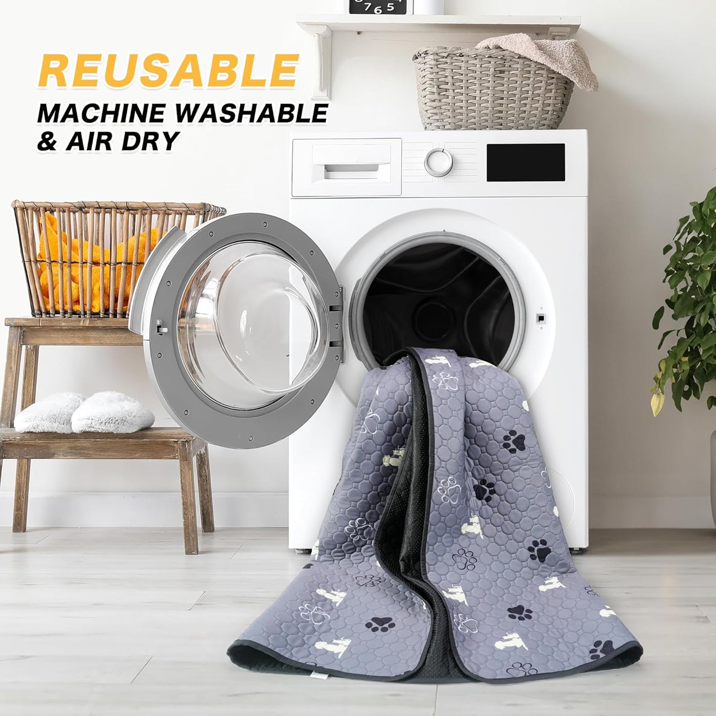 Washable Pee Pads for Dogs 65"x48", Extra Large Reusable Puppy Pads, Waterproof Pet Pee Pads for Dog Potty Training, Extra Large Dog Pee Pads for Crate, Playpen, and Whelping, Durable and Absorbent