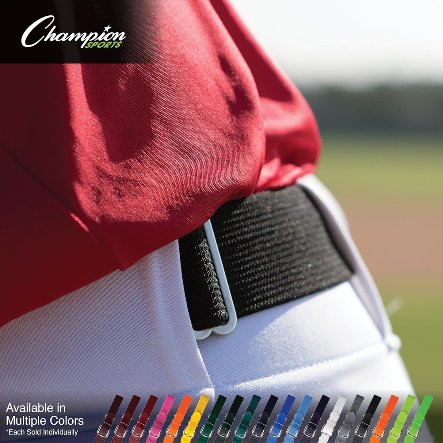 Champion Sports Baseball/Softball Uniform Belt, Comfort Stretch Fit Durable Syntex Tab - Youth & Adult Sizes, Multiple Colors