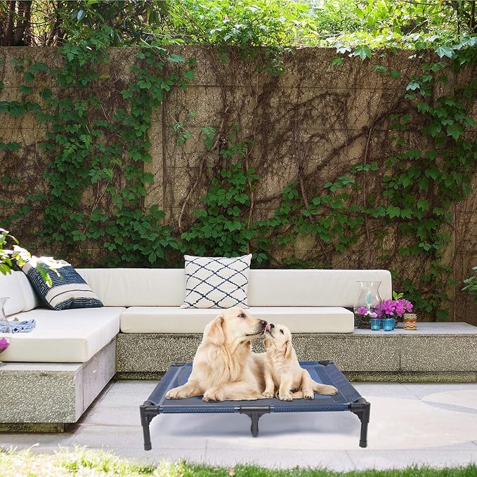Elevated Dog Bed Waterproof Outdoor, Portable Raised Dog Bed, Dog Beds Off the Floor, Dogs Bed Easy Clean Indoor or Outdoor Use, Medium, Blue