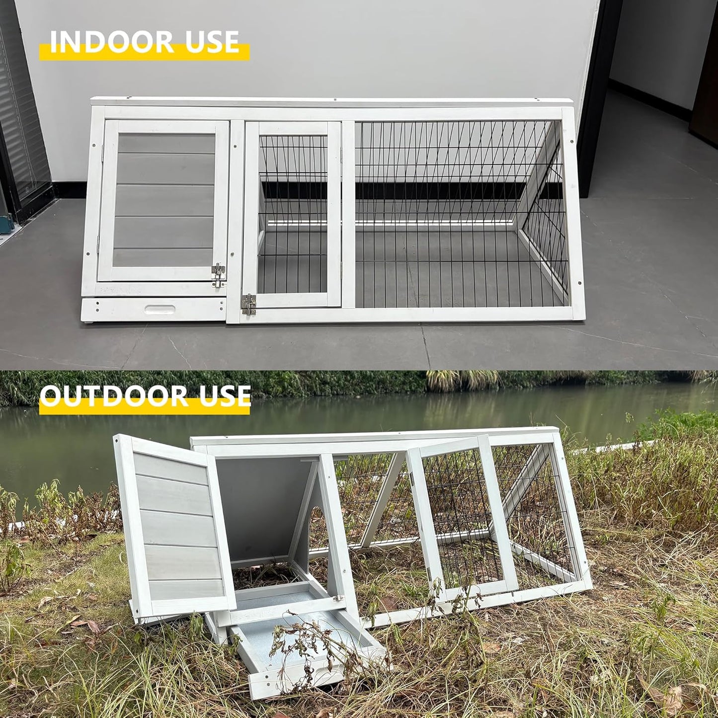 Chicken Coop Indoor Outdoor,Wooden Brooder Box,A-Frame Poultry Quail Cages Duck House with Ventilating Wire Rabbit Hutch for Small Animals (Grey)
