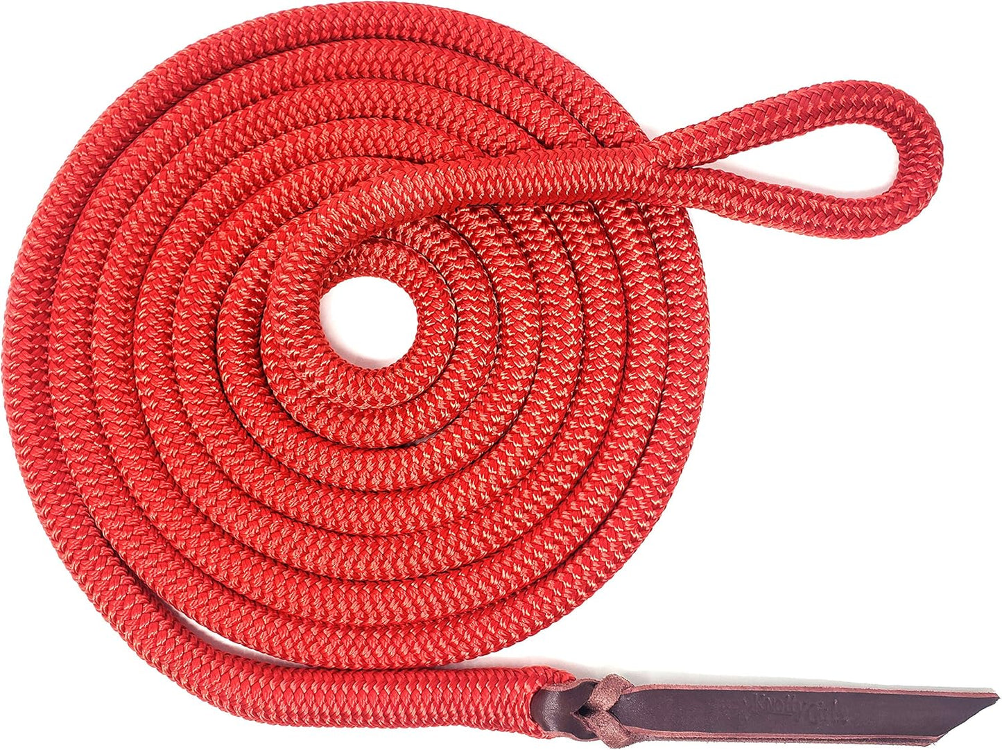 Double Braid Lead Rope with Eye Splice Loop, 12-14FT Lengths (Red, 14 ft.)