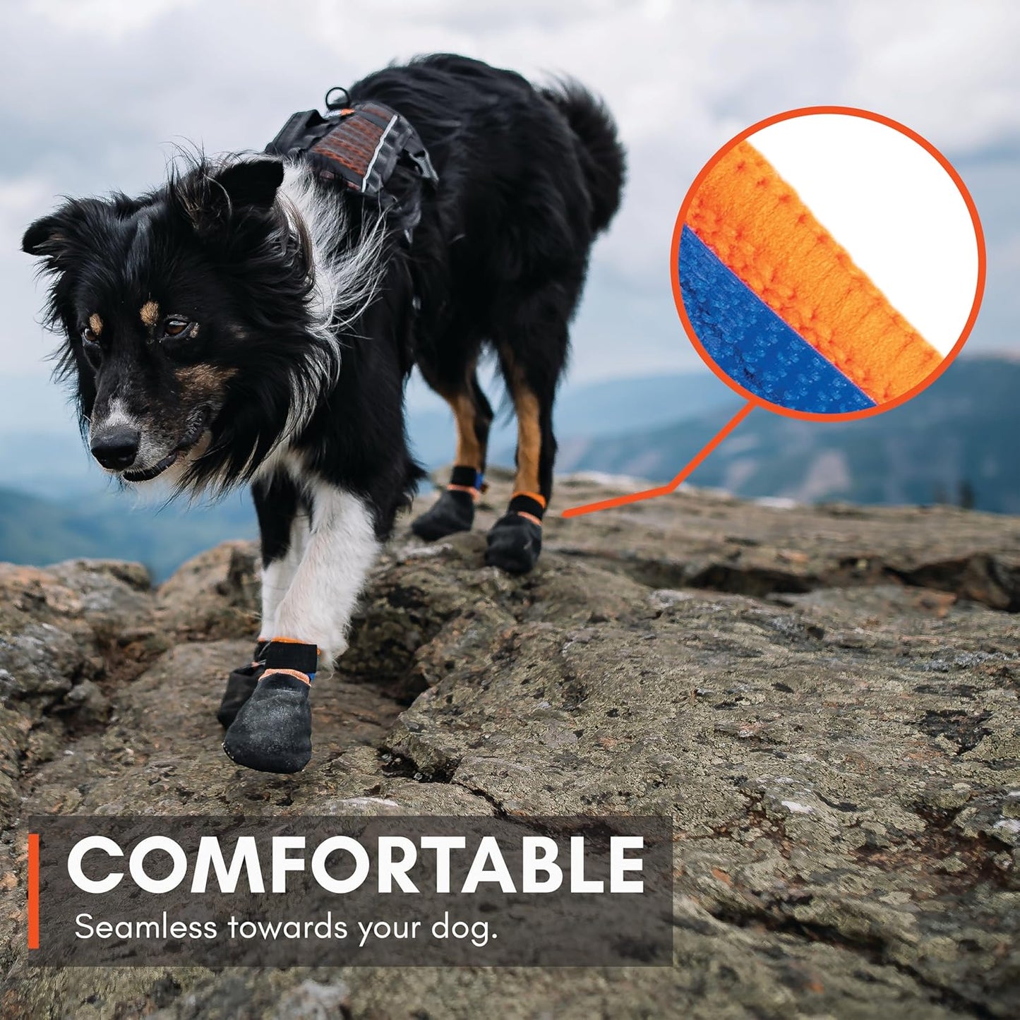 Non-stop dogwear Protector Booties, 4-Pack of Dog Booties for Hot Pavement and Rough Surfaces with Anti-Slip, Waterproof and Comfortable for Large Dogs