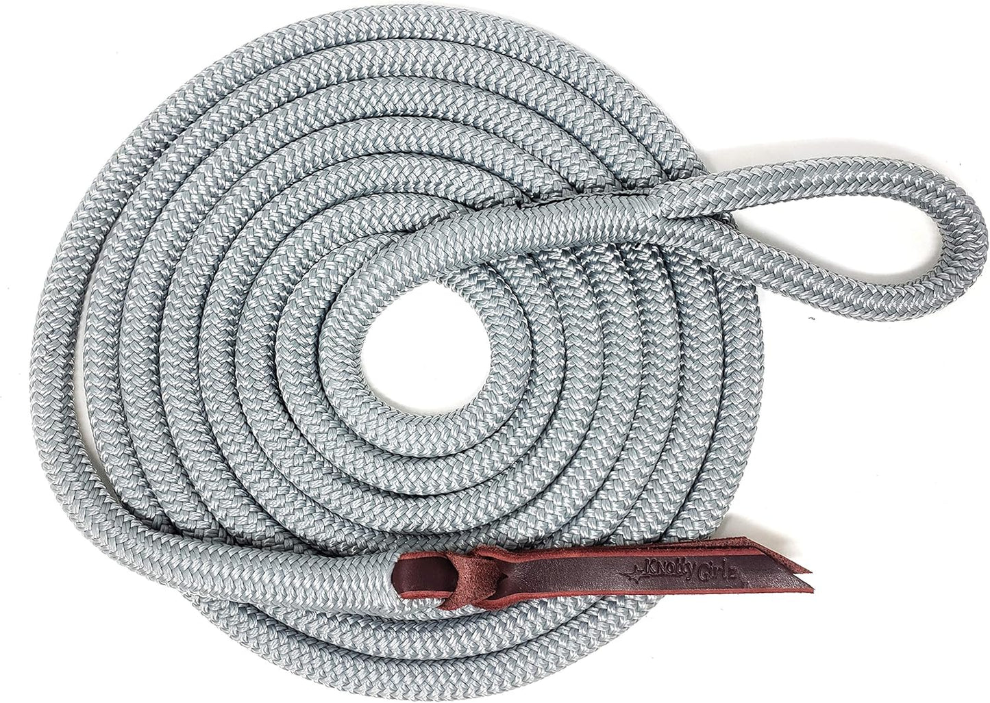 Double Braid Lead Rope with Eye Splice Loop, 12-14FT Lengths (Grey, 14 ft.)