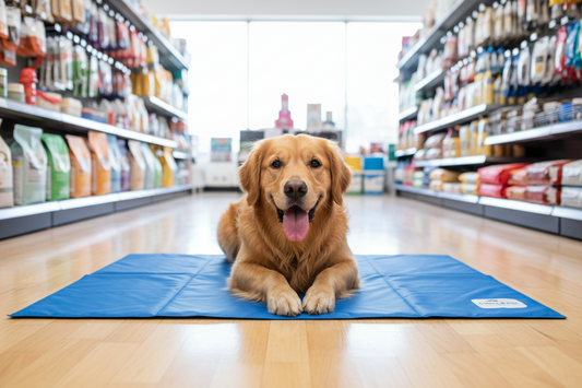 BEAUTYZOO Dog Cooling Mat- Upgraded Thicken Cooling Mat for Large Dogs Reversible(Cool & Warm) Pet Ice Cool Bed Washable & Portable, Summer Crate Pad for Big Dog Puppy Up to 44 lbs, Paw Blue 36X23IN