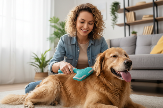 Gentle Grooming for Long-Haired Dogs with an Ergonomic Slicker Brush