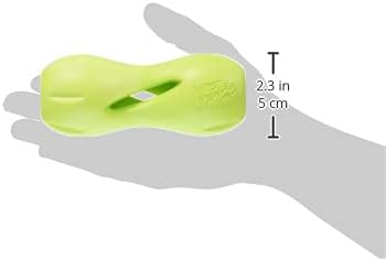 West Paw Zogoflex Qwizl Dog Puzzle Treat Toy – Interactive Chew Toy for Dogs – Dispenses Pet Treats – Brightly-Colored Dog Enrichment Toy for Aggressive Chewers, Fetch, Catch, Small 5.5", Granny Smith