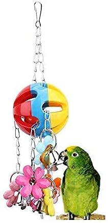 bird String Ball Toy Parrot Pet Cage Toy Chew Bite with Hanging Swing Bell for Small Parakeet African Grey Cockatiel Cockatoo Finch Canary Cage Accessories …