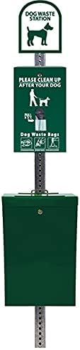 Zero Waste USA - The Gladiator® Dog Waste Station - SINGLpul® Header Bag System - Free 400 waste bags and 25 can liners - Over 500k sold in USA (Gloss Green)