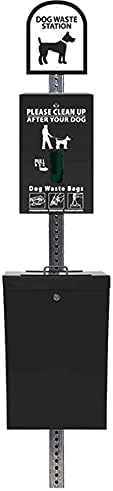 Zero Waste USA - The Gladiator® MittN Bag™ Dog Waste Station - Matte Black | Premium station with locking 11-gallon sealed-chute can, 400 MittN Bag™ header bags & 10-year warranty