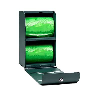 Zero Waste USA Ultimate Dog Waste Station, Matte Green Aluminum Trash Can, 10 Gallon Capacity