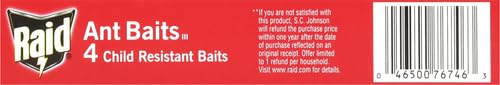 Raid Ant Killer Baits, for Household Use, Kills the Colony, Kills Ants for 3 Months, Child Resistant 4 Count (Pack of 12)