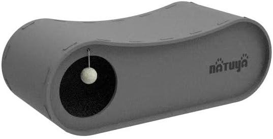 NATUYA Cat Bed Cave for Indoor Cats, Large Cat Lounge Cave Bed with Toy Ball, Enclosed Scratch Resistant Detachable Felt Cat Hideaway Bed for Cats up to 22 Lbs