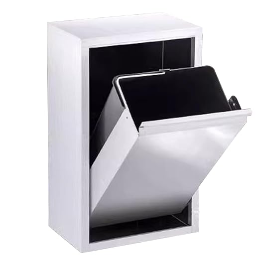 Stainless Steel Wall Mounted Hidden Tilt Out Trash Bin, Embedded Cabinet Waste Container, Perfect for Kitchen or Office Storage, Space-Saving Design for Easy Access