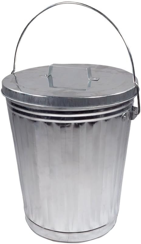 Mytee Products 4 Pack Galvanized Trash Can w/Lid Ideal for Trailers - 6 Gallon Steel Mounted Small Outdoor Garbage Can for Home, Office, Bathroom, Kitchen - Fire and Heat Resistant