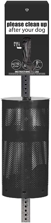 Zero Waste USA - Low Profile Dog Waste Station - EZ-Tie Hanging Bag System - Free 400 waste bags and 25 can liners - Over 500k sold in USA (Matte Black)