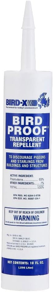 Bird-X Bird Proof Gel, Sticky and Transparent Clear Gel, Long-Lasting and Easy to Use, Covers 10 Linear feet, 10 fl. oz., Pack of 1