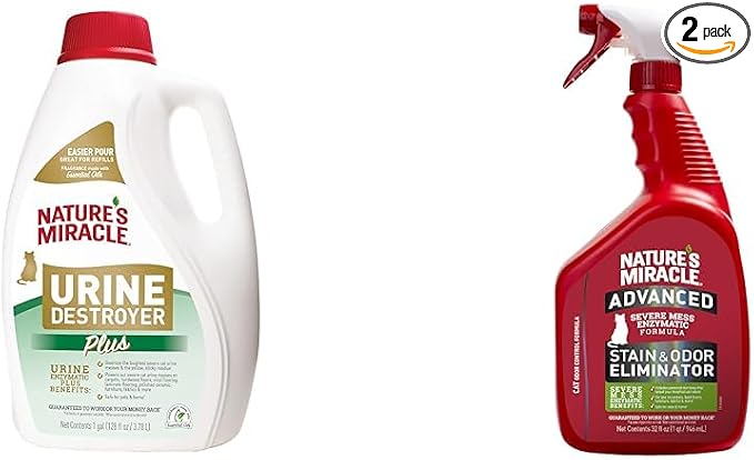 Nature's Miracle Cat Urine Destroyer Plus 1 gal and Advanced Cat Stain Eliminator Spray 32 fl oz