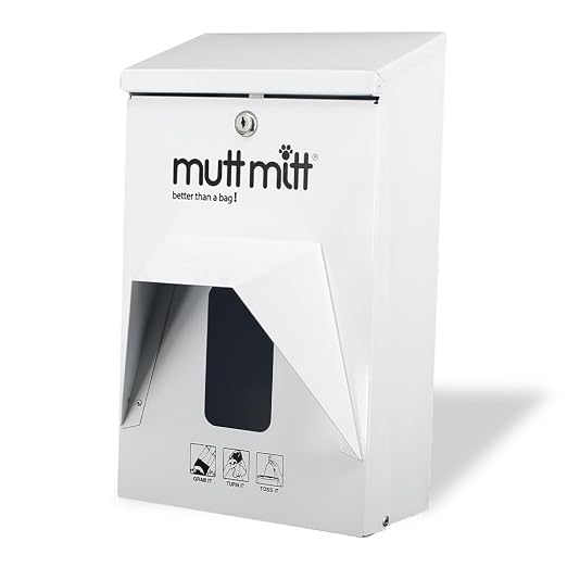 Mutt Mitt® Aluminum Dog Waste Station - Gloss White/Black | Singles | Complete aluminum station with 400 header bags, 25 liners, 12-gal can, locking dispenser, post & hardware included