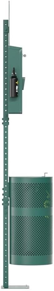 Pemberly Row Pet Waste Station, Galvanized Steel, 76 in Height, Green Finish, Lidded Trash Can with Pull-Out Bag Dispenser, Glow-in-The-Dark Signage, Includes Waste Bags and Liners for Outdoor Use