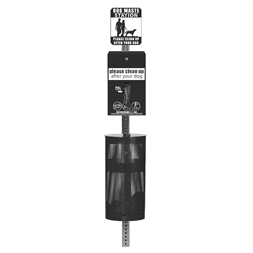 Standard Dog Waste Station / EZ_Tie Hanging Bag System (Matte Black)