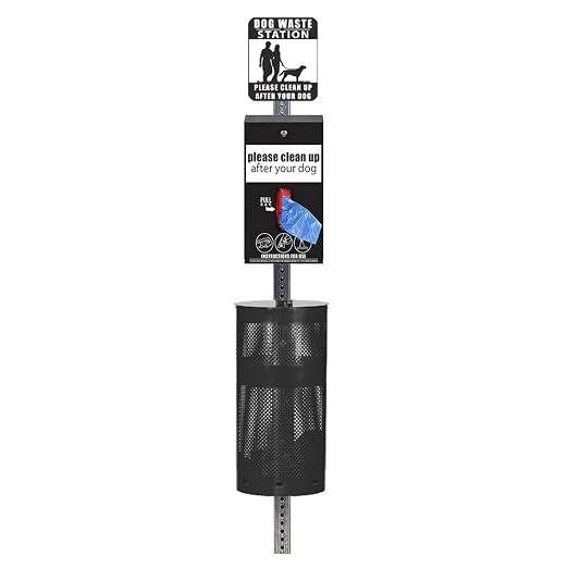 Doggie Walk Bags® Dog Waste Station - Matte Black | Blue Tie-Handle Bags | Rust-proof aluminum station with 10-gallon can, 400 blue tie-handle bags, locking dispenser, 10-year warranty