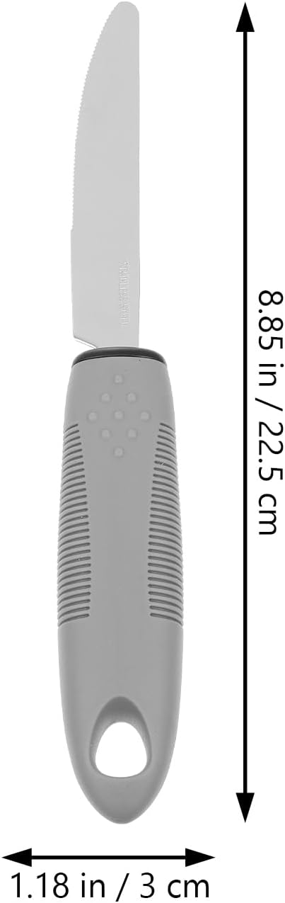 Adaptive Utensils for Elderly Adults Non-Weighted Built-up Handle Tableware Set Includes Fork Spoon Cutter Supports Arthritis Hand Tremors Easy Clean 8.85 Inch