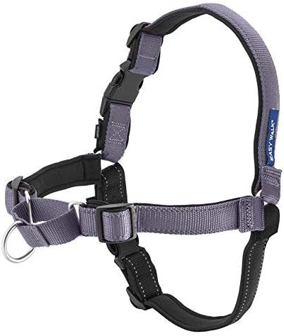 Petsafe Deluxe Easy Walk Harness, Small, Steel Gray, EWH-D-HC-S-STL | Padded Neoprene Straps, Reflective Strips for Night Safety, Martingale Loop Curbs Pulling from the Chest, Not the Throat