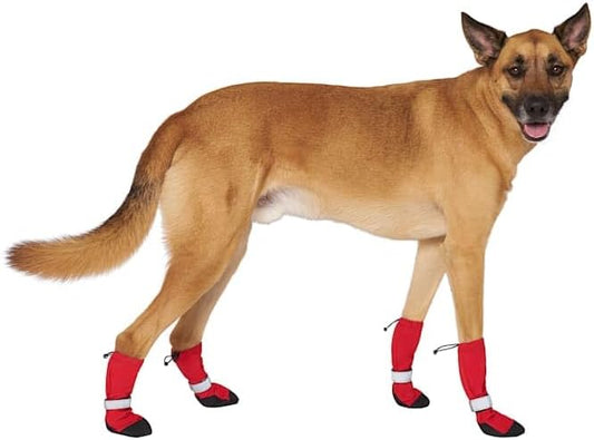 Canada Pooch Dog Winter Boots - Paw Protection, Anti-Slip Dog Shoes with Reflective Strap, Easy On for Small Medium Large Dog Booties - Red, Size 1