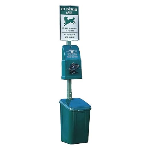 DOGIPOT 1010 Pet Station Includes Sign, Dispenser, Steel Receptacle, Litter Bag Rolls and Liner Trash Bags, Polyethylene, Forest Green