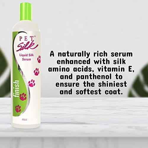 Pet Silk Liquid Silk Serum 4oz, Leave-in Finishing Spray Conditioner & Detangler, Inused with Silk, Vitmain E & Panthenol Designed for a Shiny, Healthy & Moisturized Skin & Coat