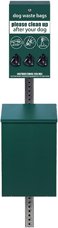 Standard Low Profile Dog Waste Station/Roll Bag System_Square Can (Matte Green)