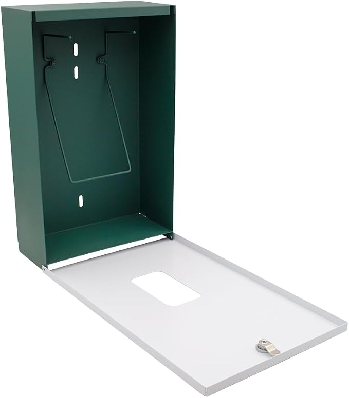 ZERO WASTE USA - Aluminum Dog Waste Station - Hot Air Balloon | Matte Green | DISPENSE-ART™ UV printed aluminum station with MittN™ mitten bags, 25% more dispenser storage, commercial outdoor design