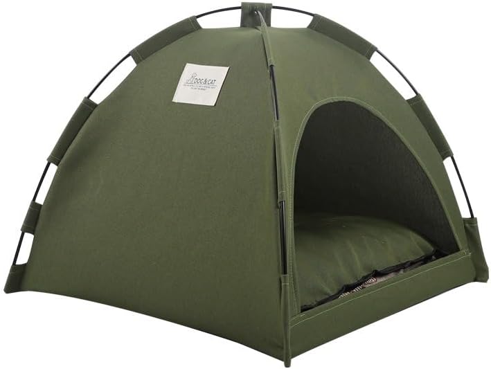 Cat Tent – Lightweight & Breathable Waterproof Shelter Designed for Indoor/Outdoor Adventures, Giving Your pet Safe Outdoor Exploration Joy. (Olive Drab, 19.7×19.7in)