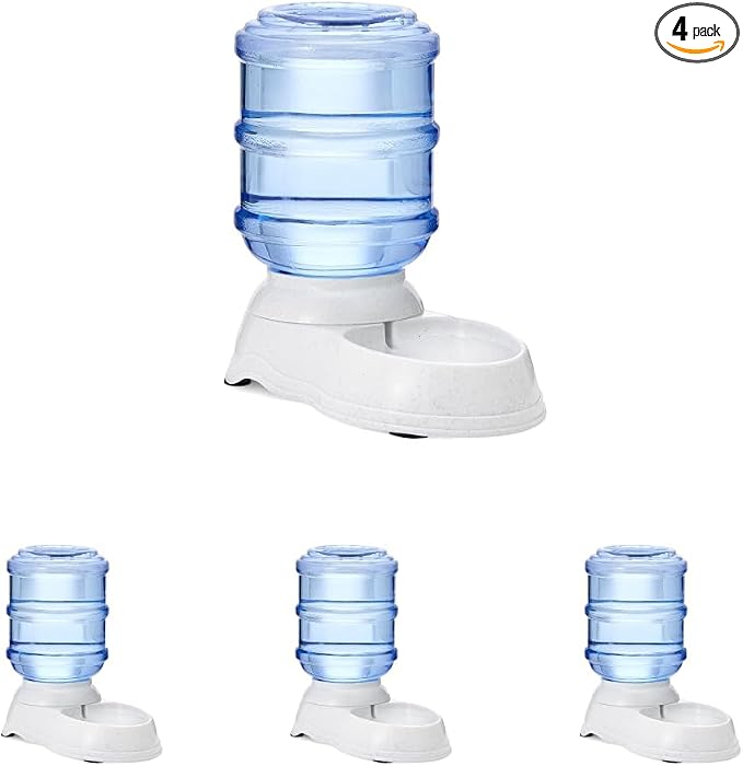 Amazon Basics Gravity Pet Water Dispenser for Cat and Dog, Easy to Clean, 135.3fl.oz Capacity, Small (Pack of 4)