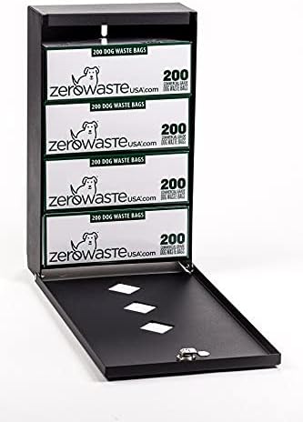 Zero Waste USA - The Sentry® Dog Station - (Universal Fit) Roll Bag System - Free 400 waste bags and 25 can liners - Over 500k sold in USA (Matte Black)