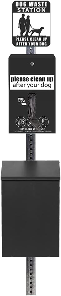 Standard Dog Waste Station / EZ_Tie Hanging Bag System_Square Can(Matte Black)