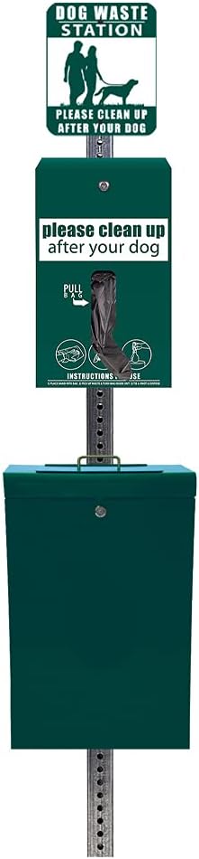 Ultimate™ Dog Waste Station / EZ_Tie Hanging Bag System (Matte Green)