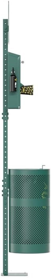 Pemberly Row Pet Waste Station, 76 in Galvanized Steel, Green Finish, Triple Roll Bag Dispenser, Lidded Trash Can, Glow-in-the-Dark Sign, Hand Sanitizer, Commercial & Residential Outdoor Use