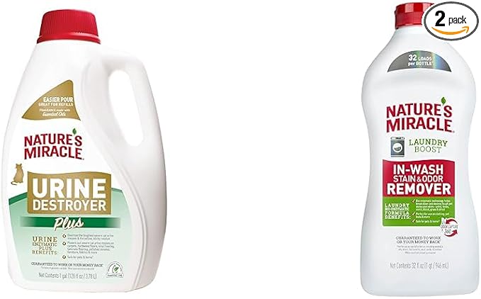 Nature's Miracle Cat Urine Destroyer Plus 1 Gal and Laundry Odor Remover 32 Oz